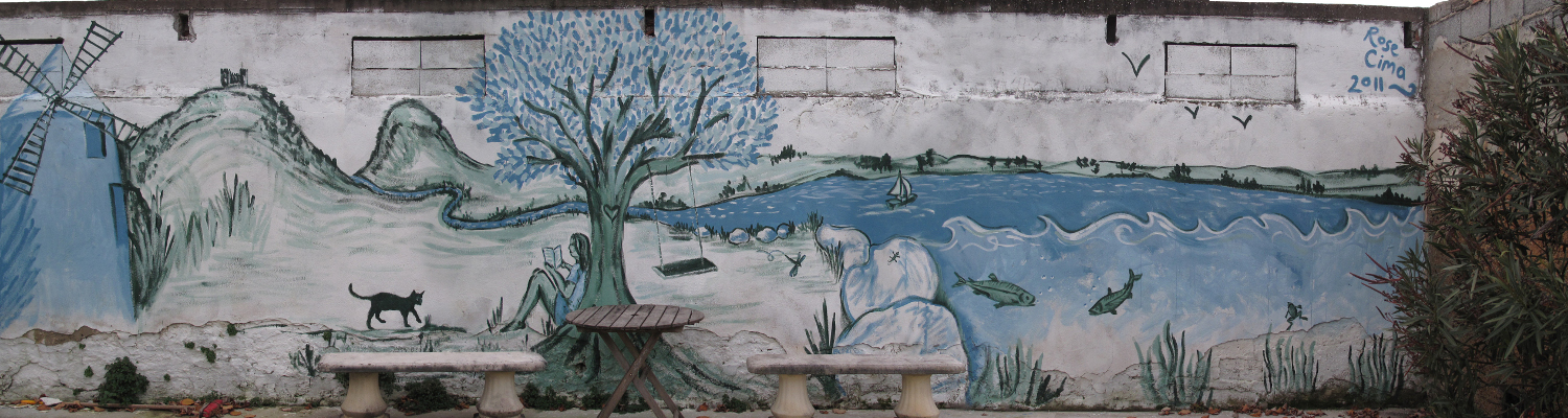 Mural at the back of the garden